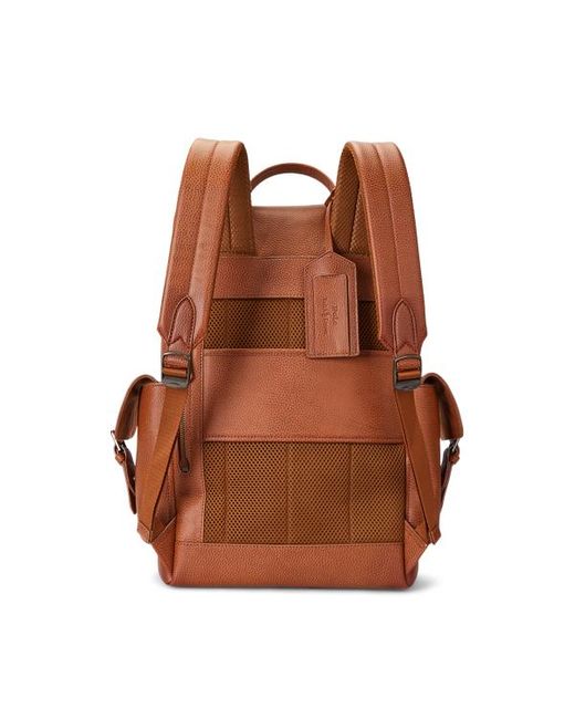 Polo Ralph Lauren Brown Pebbled Leather Backpack for men