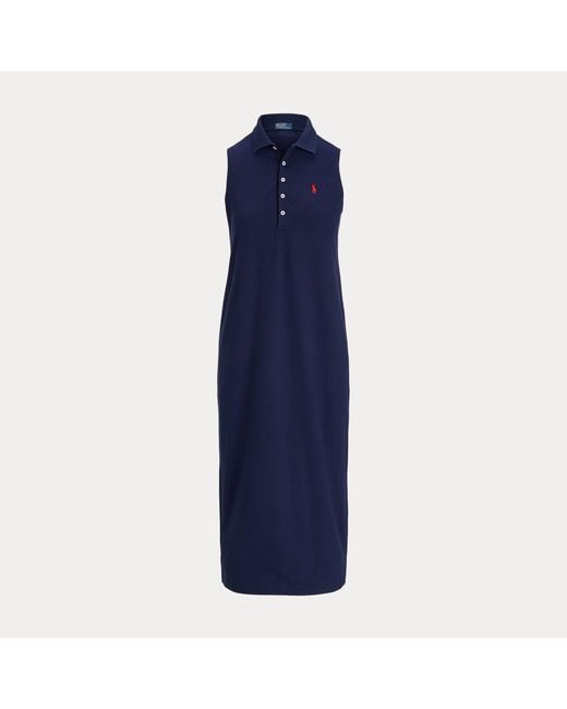 Polo Ralph Lauren Blue Stretch-Cotton Sleeveless Polo Dress