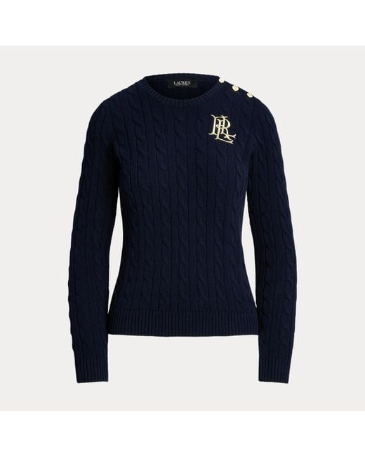 Ralph Lauren Blue Baumwollpullover Mit Zopfmuster