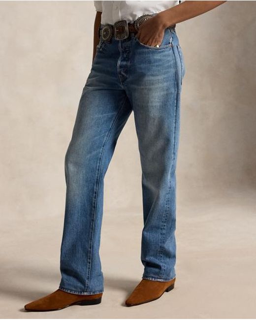 Polo Ralph Lauren Blue High-Rise Relaxed Straight Jean