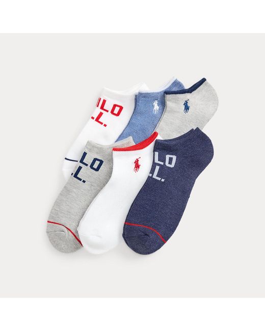 Polo Ralph Lauren Blue Low-Cut Ankle Sock 6-Pack
