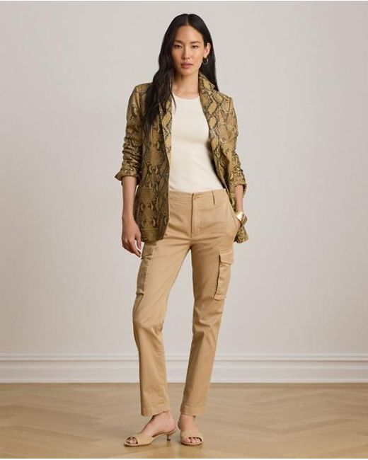 Ralph Lauren Lamsleren Blazer Met Pythonreliëf in het Brown