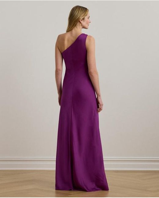 Ralph Lauren Purple Ralph Lauren Cutout Charmeuse One-Shoulder Gown