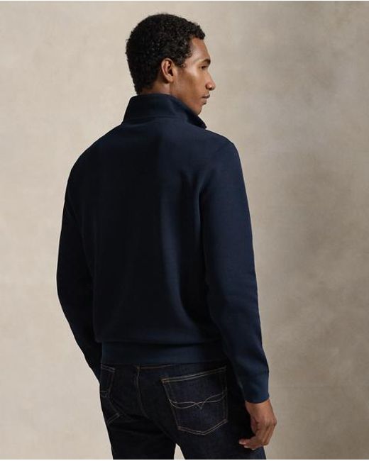 Polo Ralph Lauren Blue Double-Knit Quarter-Zip Pullover for men