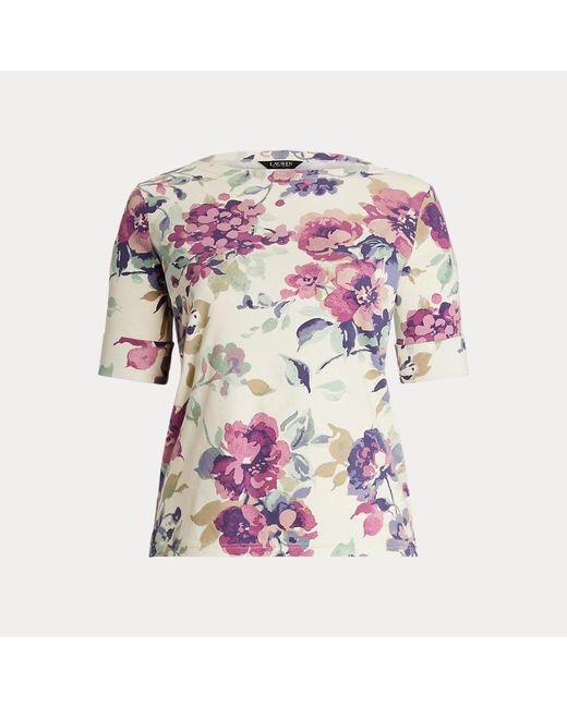 Tallas Grandes - Camiseta de algodón elástico con flores Lauren by Ralph Lauren de color Multicolor