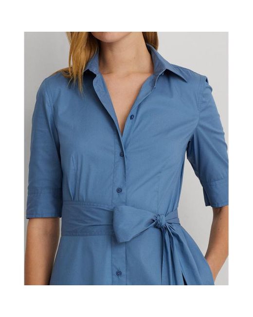 Lauren by Ralph Lauren Blue Ralph Lauren Belted Cotton-blend Shirtdress