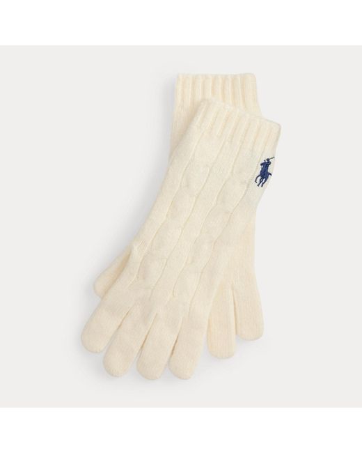 Polo Ralph Lauren Natural Cable-Knit Wool-Cashmere Gloves
