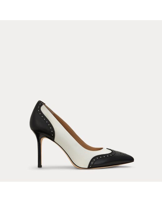 Ralph Lauren Black Ralph Lauren Lynden Nappa Leather & Calfskin Pump