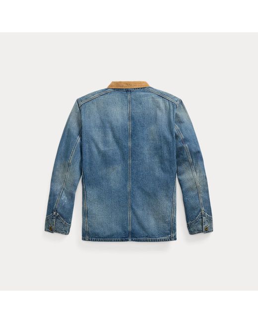 RRL Blue Corduroy-Collar Denim Jacket for men