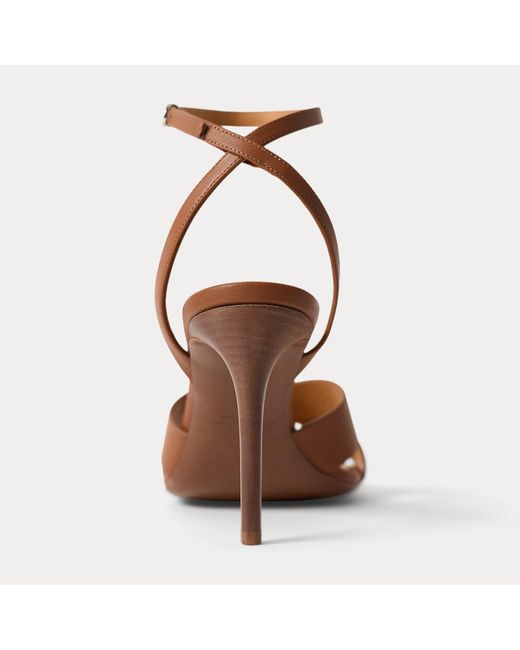 Ralph Lauren Brown Cleary 95 Mm Calfskin Sandal