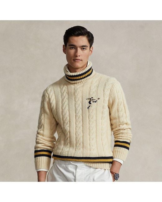 Pull col roulé torsadé en laine mélangée Ralph Lauren pour homme en coloris Natural