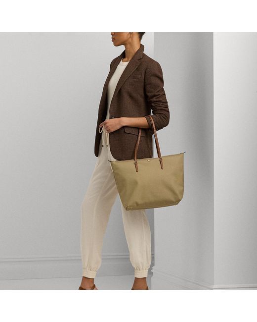 Ralph Lauren Brown Nylon Large Keaton Tote Bag