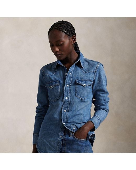 Polo Ralph Lauren Blue Denim Western Shirt