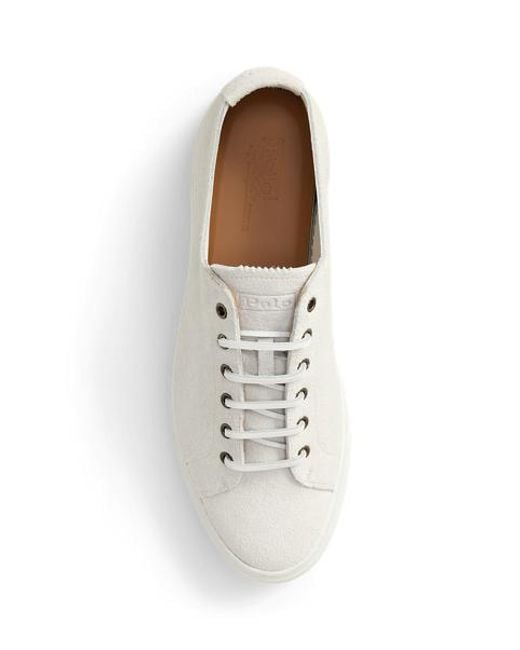Polo Ralph Lauren White Jermain Deconstructed Calf-Suede Trainer for men