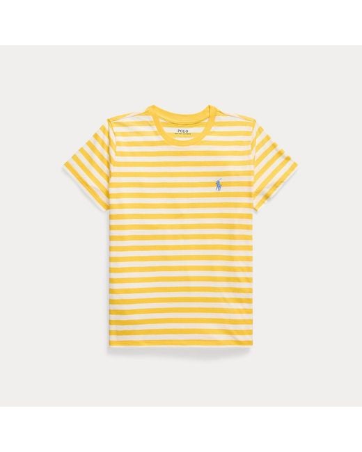 Polo Ralph Lauren Yellow Striped Cotton Jersey Crewneck T-Shirt