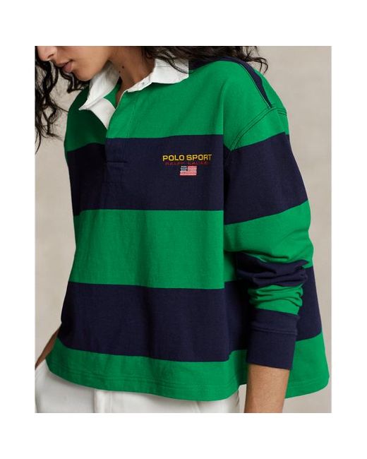 Camisa de rugby recortada con rayas Polo Ralph Lauren de color Green