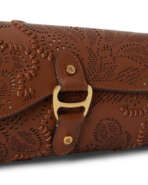 Ralph Lauren Brown Tooled Medium Tasha East-West Bag
