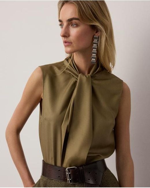 Ralph Lauren Green Gilmore Satin Taffeta Top