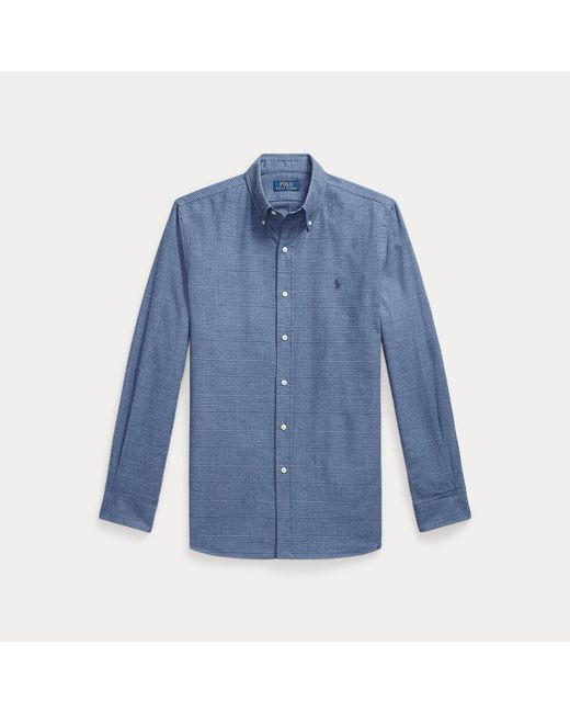 Polo Ralph Lauren Blue Custom Fit Plaid Performance Twill Shirt for men