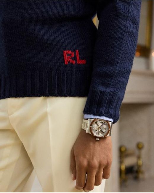 Jersey De Cachemira Con Bandera Ralph Lauren de hombre de color Blue