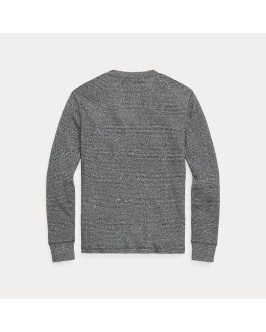 RRL Gray Garment-dyed Waffle-knit Henley Shirt for men
