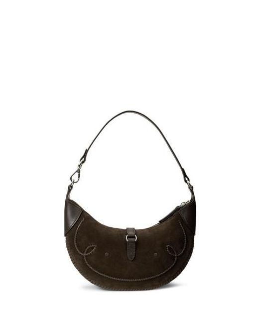 Polo Ralph Lauren Green Mini Polo Id Suede Western Shoulder Bag