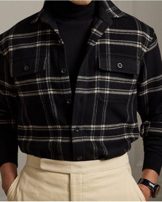 Camisa De Lana Con Cuadros Ralph Lauren de hombre de color Black