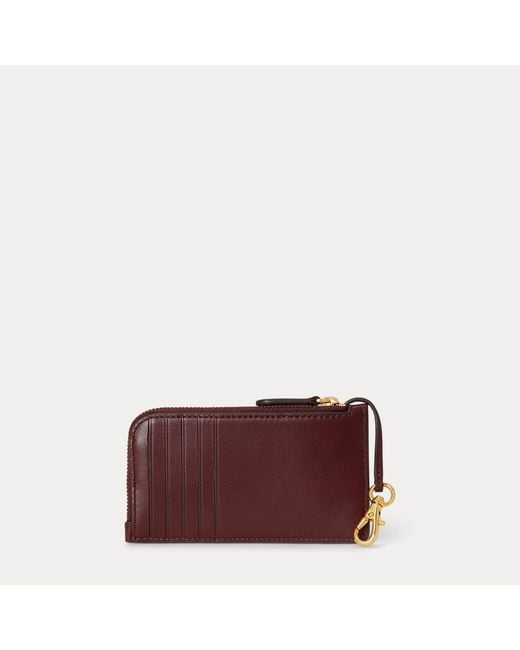 Ralph Lauren Red Leather L-Zip Card Case