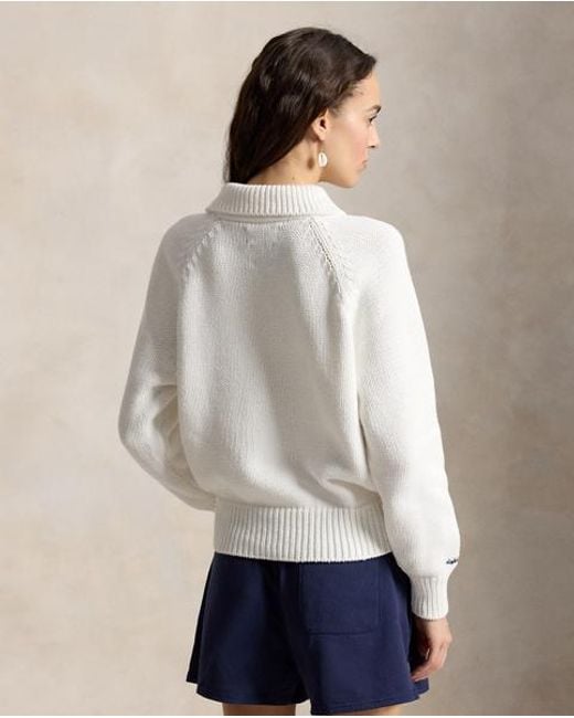 Polo Ralph Lauren White Wimbledon Cotton Polo-Collar Jumper