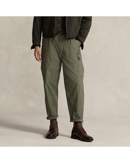 Ralph Lauren Green Baggy Fit Reverse-sateen Cargo Pant for men