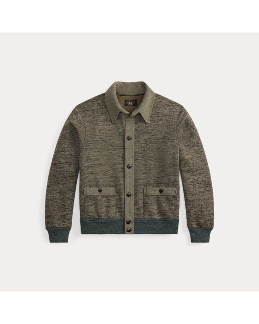 RRL Green Heathered Cotton-Blend Cardigan for men