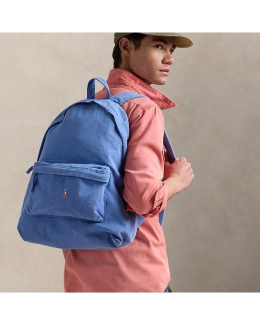 Polo Ralph Lauren Blue Flap-Top Canvas Backpack for men