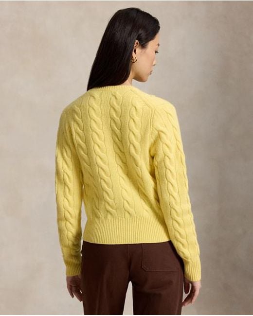 Polo Ralph Lauren Yellow Cable-Knit Wool-Cashmere Cardigan