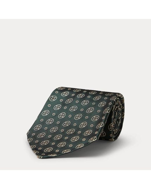 RRL White Handmade Patterned Silk Jacquard Tie for men