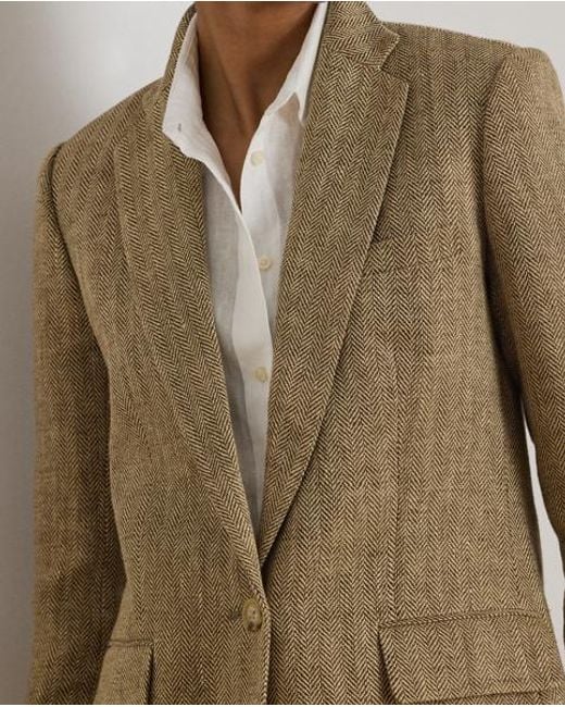 Ralph Lauren Natural Linen Herringbone Blazer