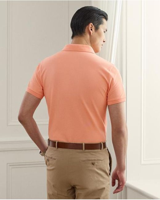 Ralph Lauren Orange Custom Slim Fit Piqué Polo Shirt