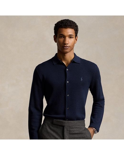 Polo Ralph Lauren Gebreid Wasbaar Wollen Overhemd in het Blauw voor heren Lyst NL