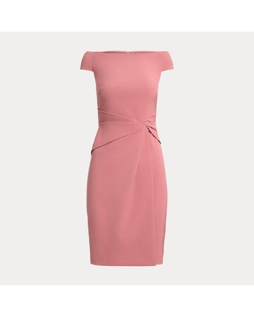 Ralph Lauren Pink Crepe Off-the-shoulder Cocktail Dress