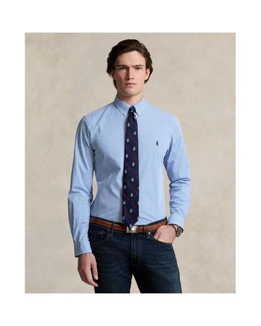 Camicia in popeline stretch a righe di Polo Ralph Lauren in Blue da Uomo