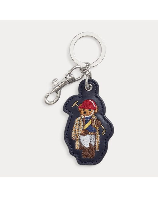 Polo Ralph Lauren Blue Polo Bear Leather Key Fob for men