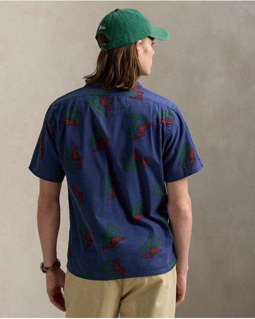 Polo Ralph Lauren Classic-Fit Freizeit-Kurzarmhemd Mit „P“ in Blue für Herren
