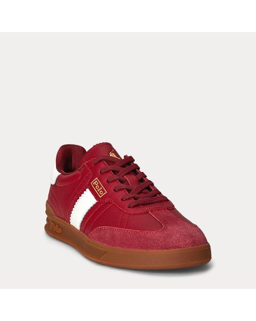 Sneaker Heritage Aera in camoscio di Polo Ralph Lauren in Red