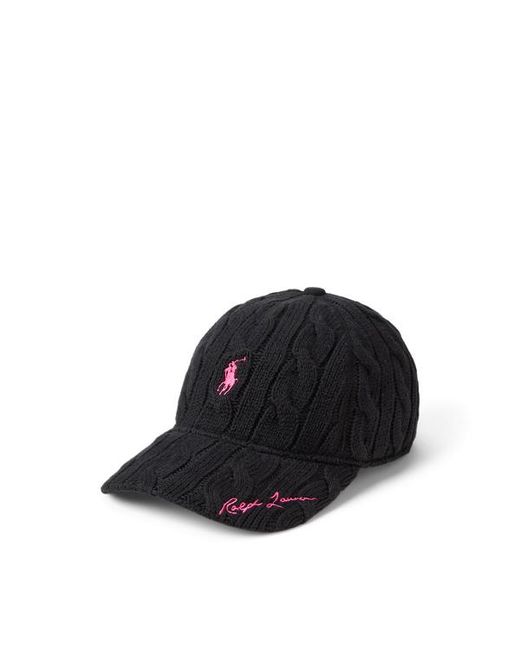 Polo Ralph Lauren Black Pony Cable-Knit Cotton Ball Cap