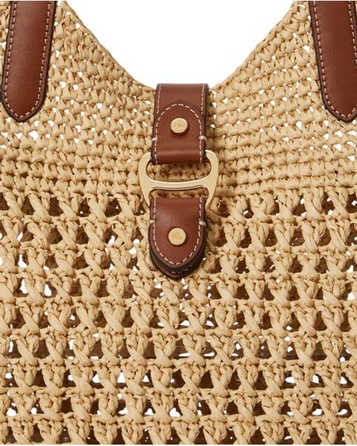 Ralph Lauren Green Woven Straw Large Tasha Tote Bag