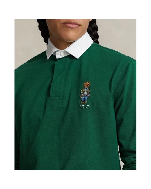 Polo Ralph Lauren Green Classic Fit Polo Bear Rugby Shirt for men