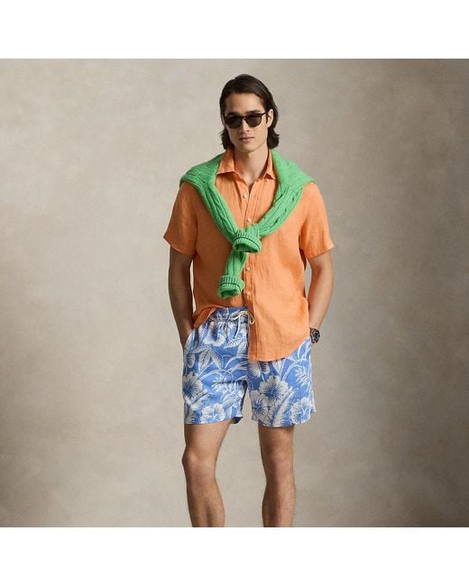 Polo Ralph Lauren Blue 14.5 Cm Traveller Linen Swimming Shorts for men