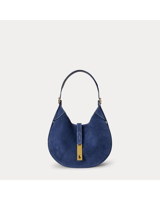 Polo Ralph Lauren Kleine Suède Polo Id Schoudertas in het Blue