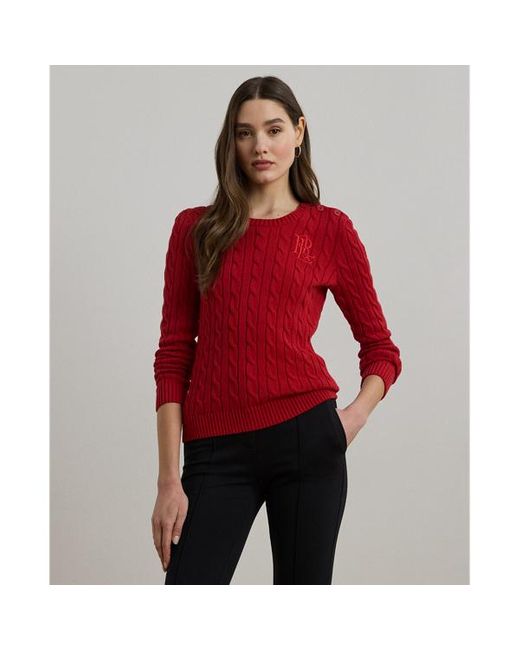 Maglia in cotone a trecce con bottoni di Ralph Lauren in Red