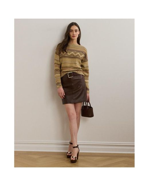 Minigonna a tubino in agnello di Ralph Lauren in Brown
