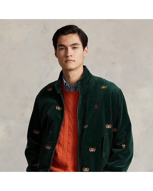 Ralph Lauren Embroidered Corduroy Jacket in Green for Men | Lyst